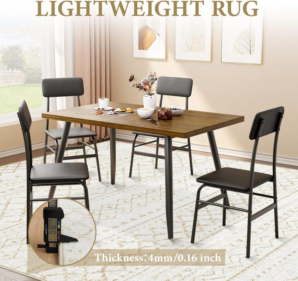 Area Rug for Living Room 6x9: Large Washable Boho Moroccan Rugs Geometric Neutral Rug, Non-Slip Foldable Morden Farmhouse Indoor Floor Carpet for Bedroom Dining Table Home(Beige,6X9) - Image 6