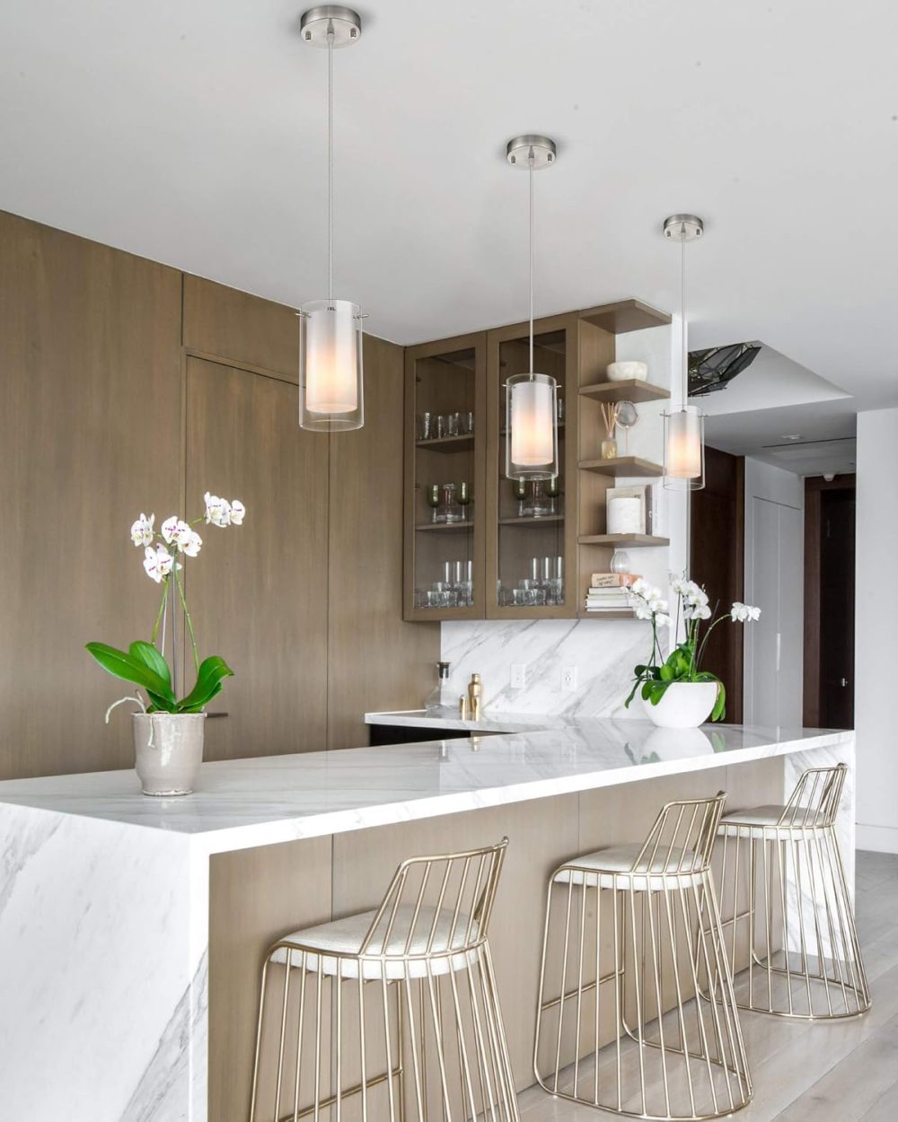 Modern Glass Pendant Light 2 Pack, Adjustable Hanging Pendant Lighting Kitchen Lights Island Dining Room Bathroom Bar, Brushed Nickel Finish - Image 2