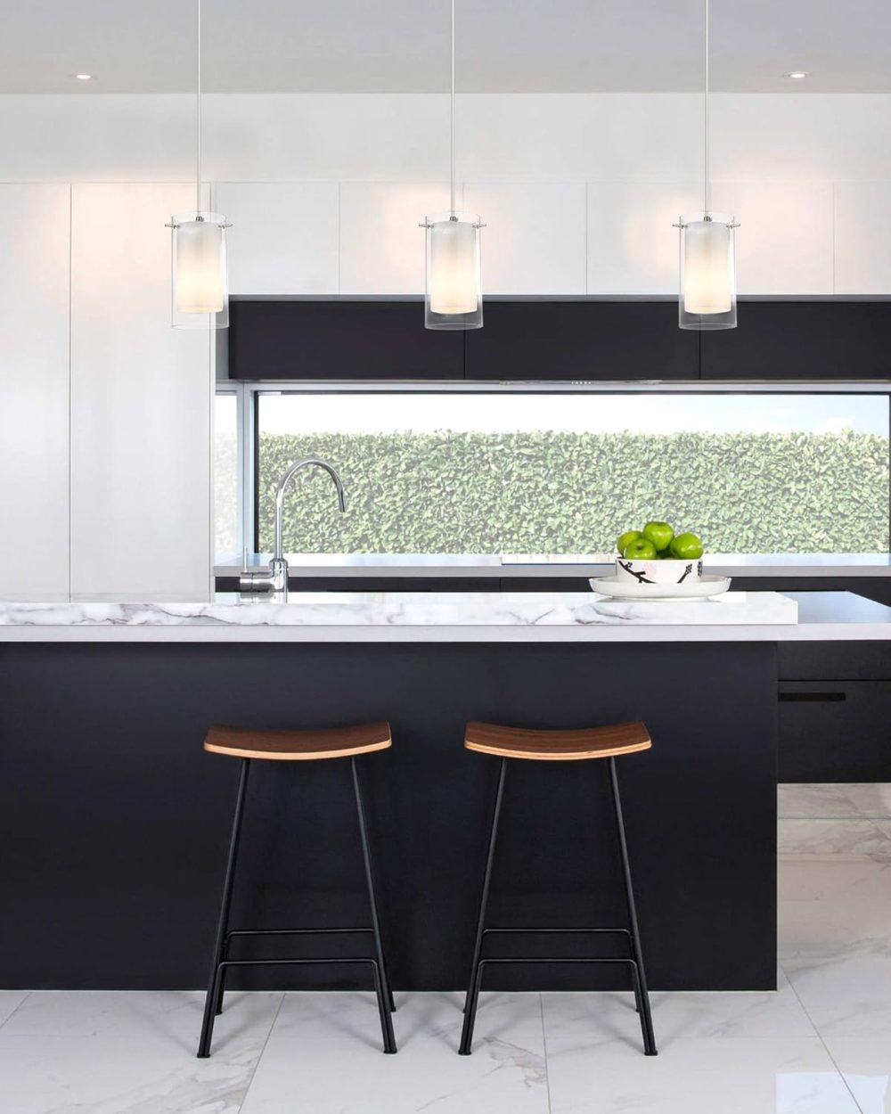 Modern Glass Pendant Light 2 Pack, Adjustable Hanging Pendant Lighting Kitchen Lights Island Dining Room Bathroom Bar, Brushed Nickel Finish - Image 3